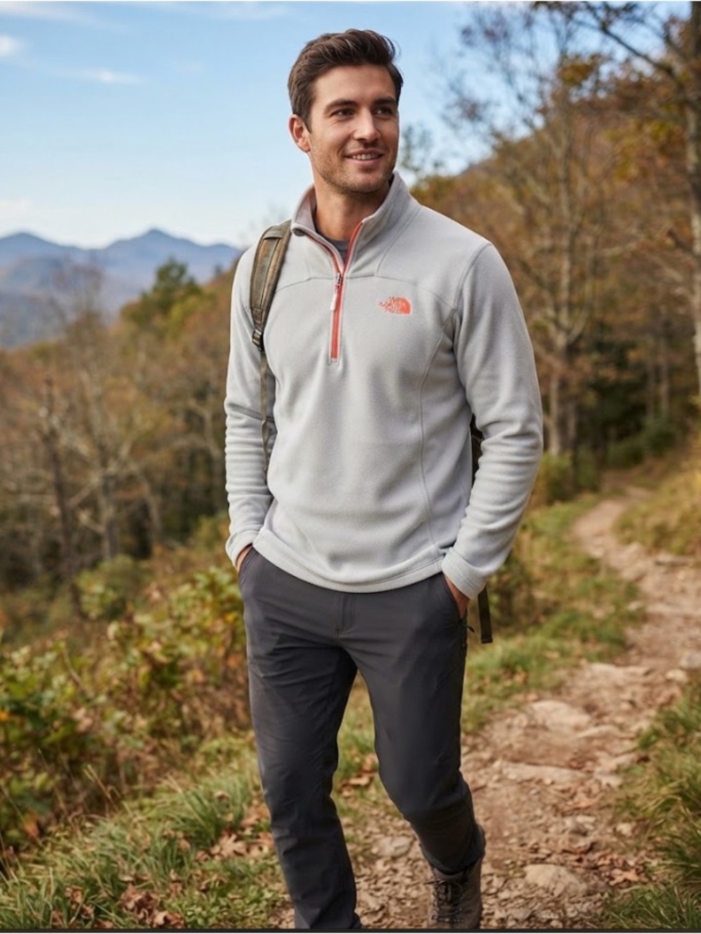 North Face Mens 1/4 Zip Fleece Jacket
